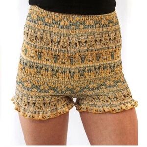 Free People Intimately Dream State Shorts 
Yellow Smocked Pull On Ruffle…